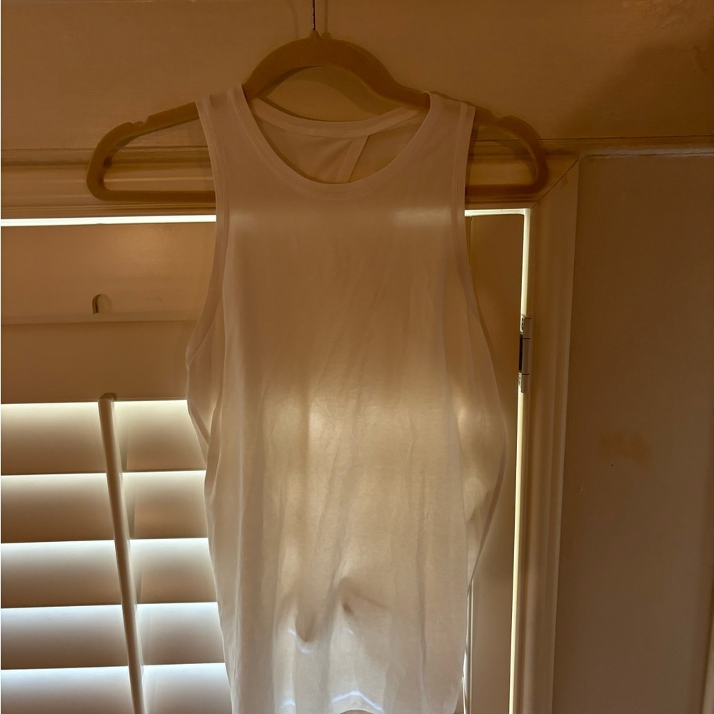 Lululemon All Tied Up White High Neck Tie Back Tank
